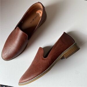 Indigo Tan Brown Leather Loafer Shoes